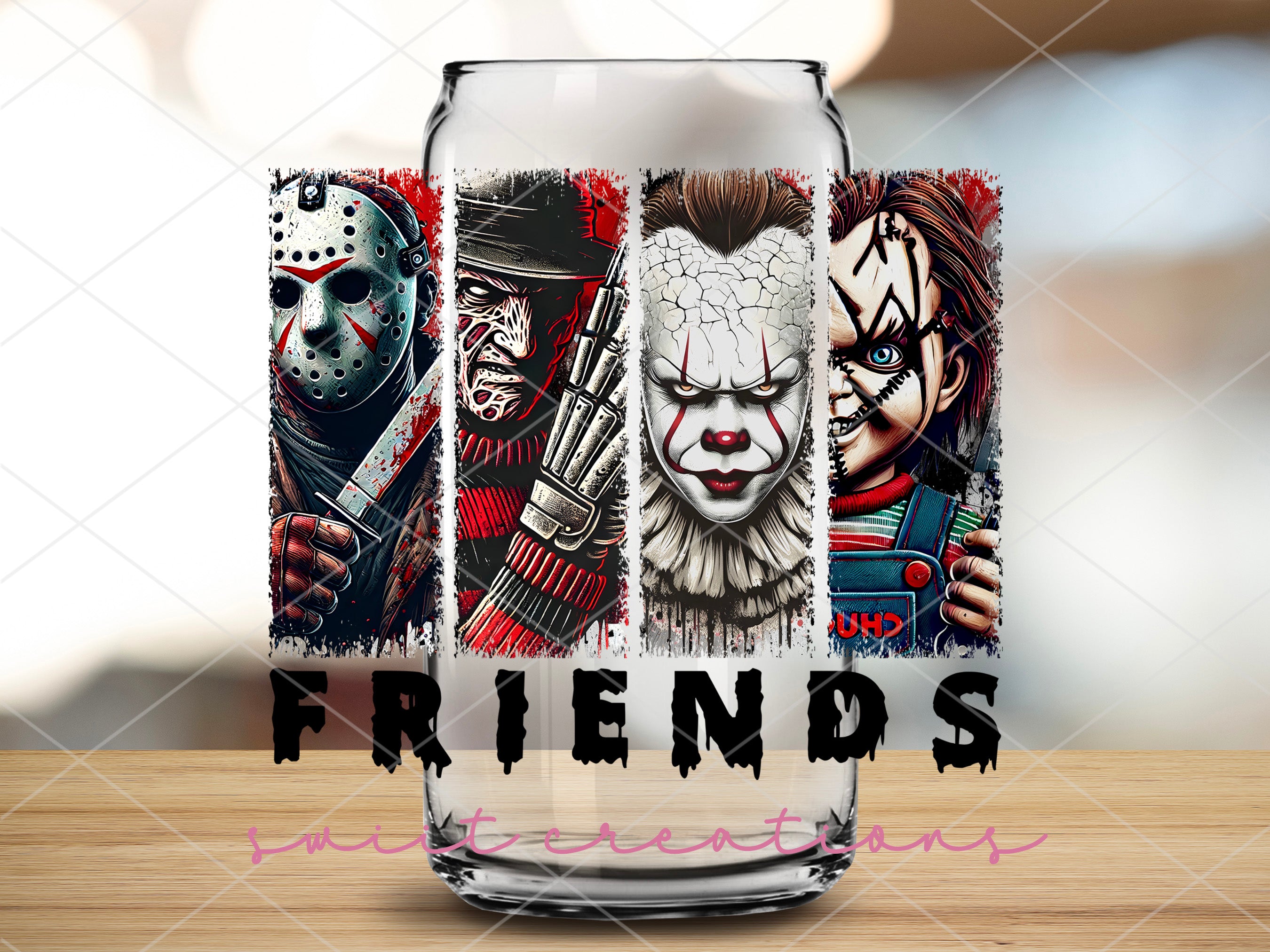 Horror Friends UV DTF Cup Wrap DTF025 5.4w x 4.5h