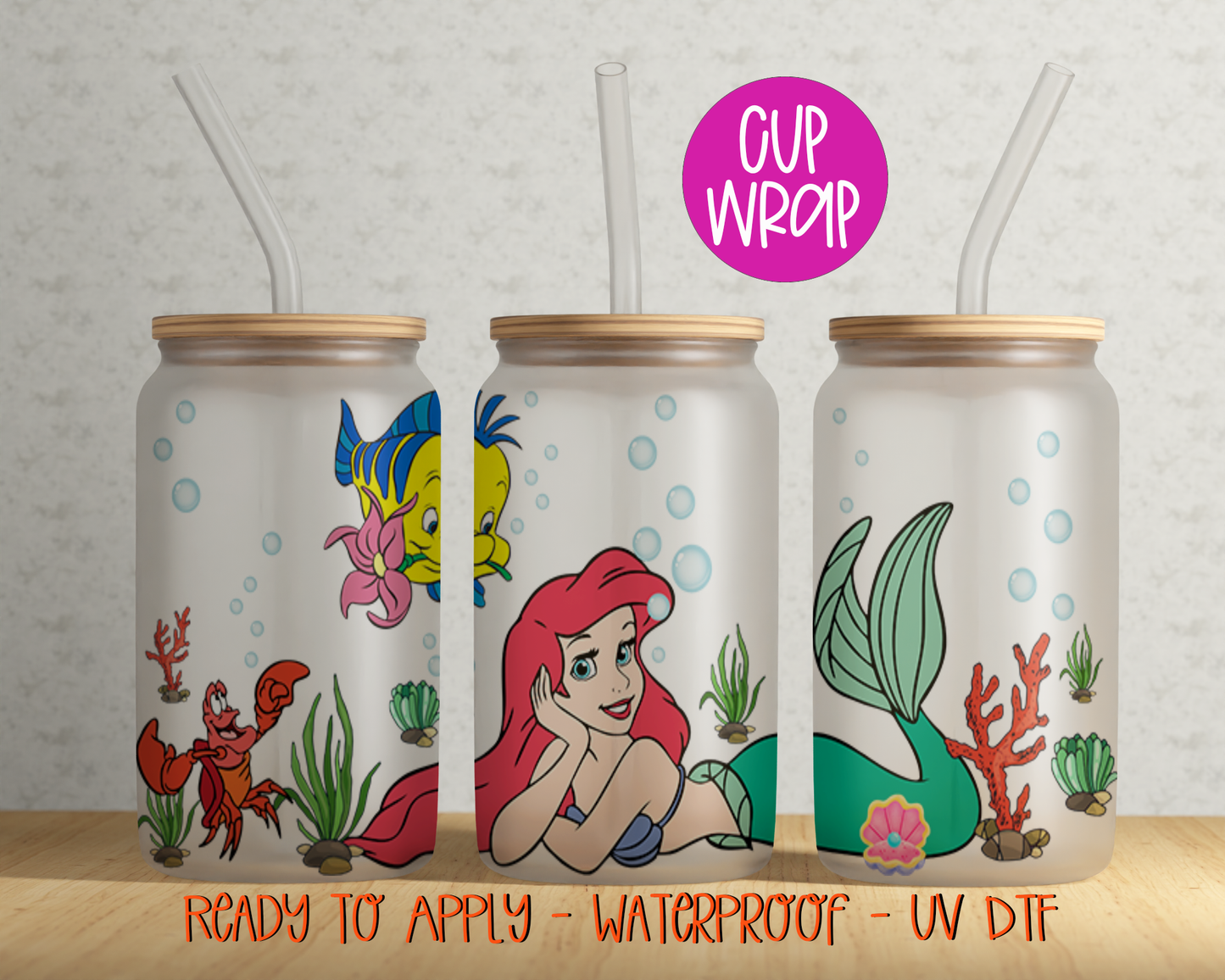 Mermaid 16oz Cup Wrap - UV DTF - DTF040