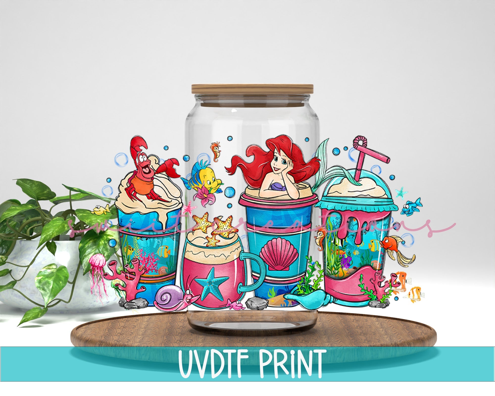 Mermaid UV DTF Libbey Glass Cup Tumbler Wrap | DTF045P