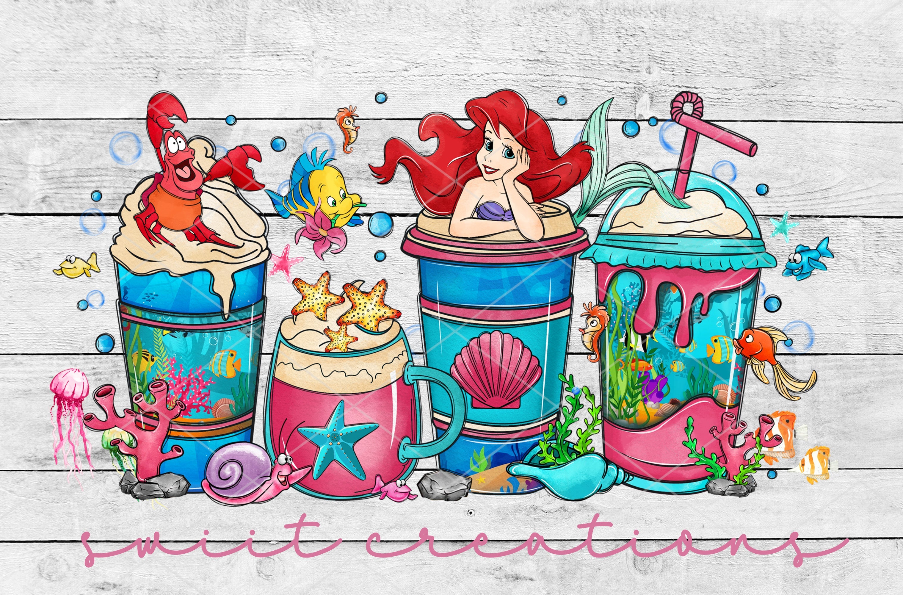 Mermaid UV DTF Libbey Glass Cup Tumbler Wrap | DTF045P