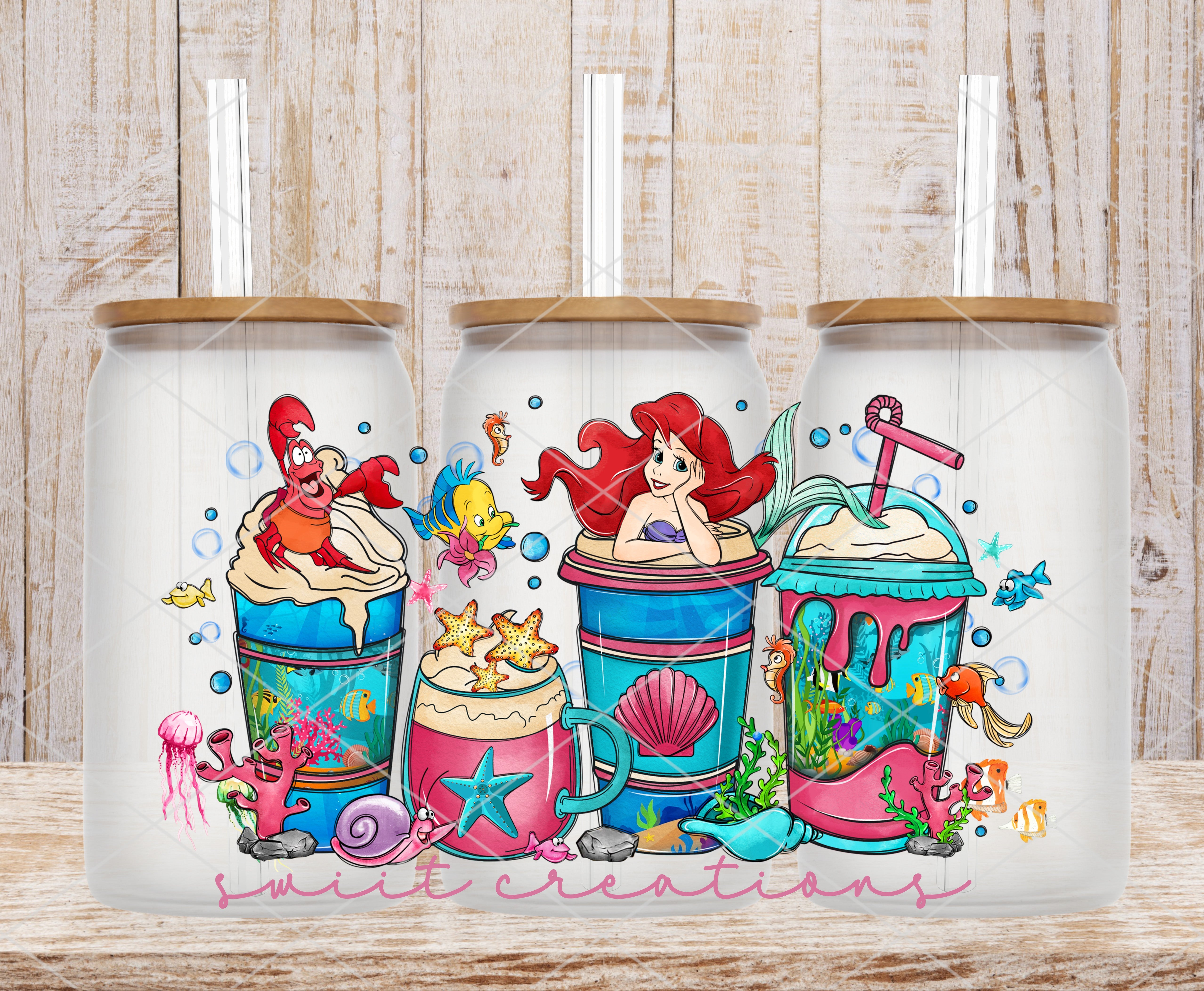 Mermaid UV DTF Libbey Glass Cup Tumbler Wrap | DTF045P