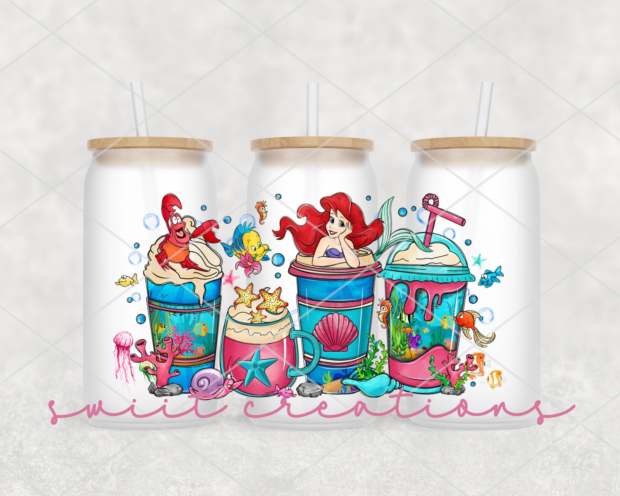 Mermaid UV DTF Libbey Glass Cup Tumbler Wrap | DTF045P