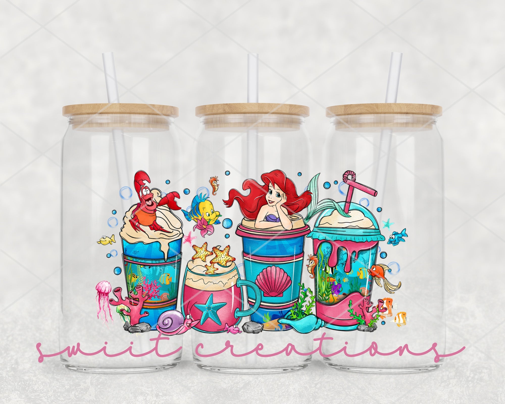Mermaid UV DTF Libbey Glass Cup Tumbler Wrap | DTF045P