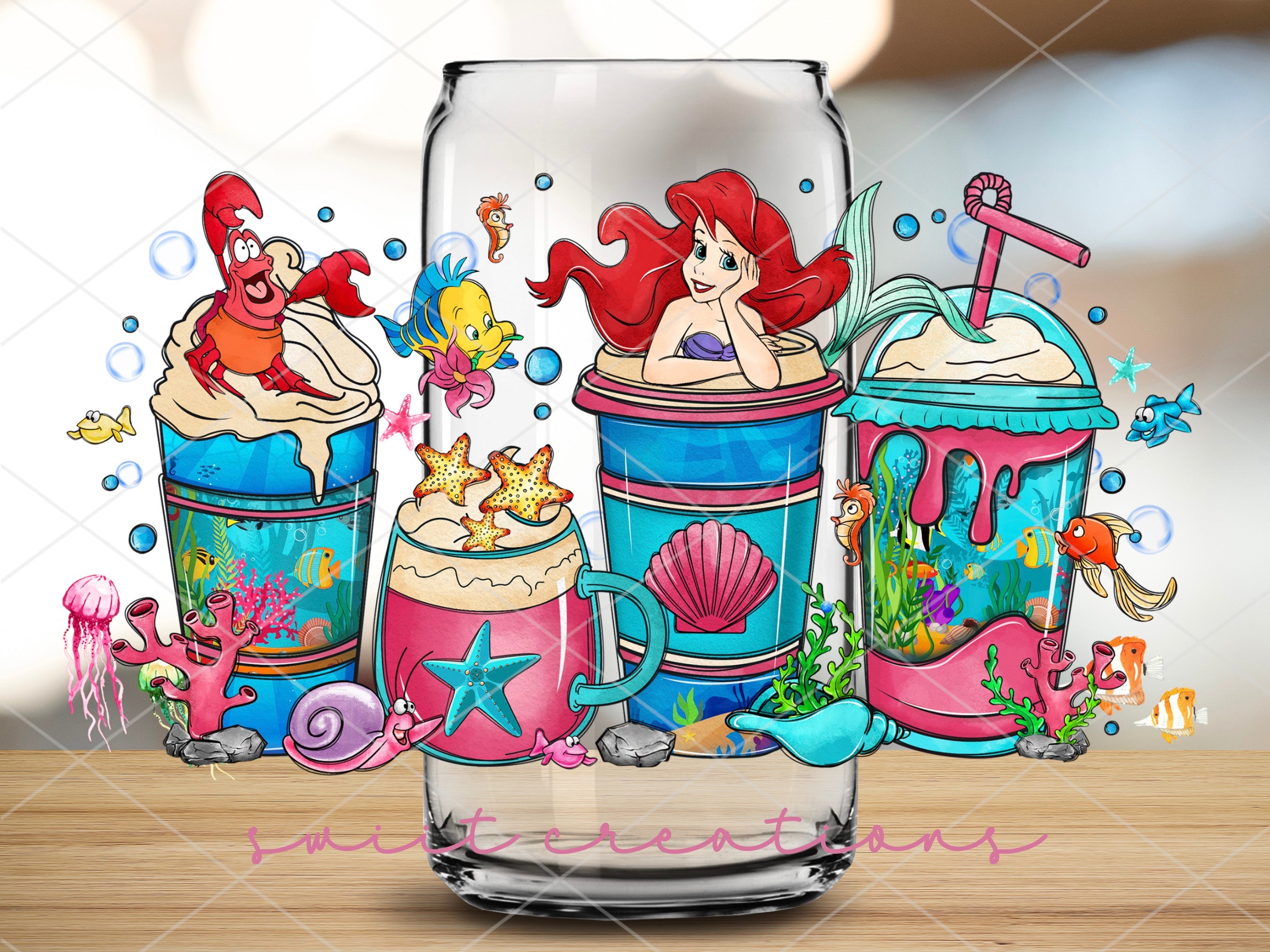 Mermaid UV DTF Libbey Glass Cup Tumbler Wrap | DTF045P