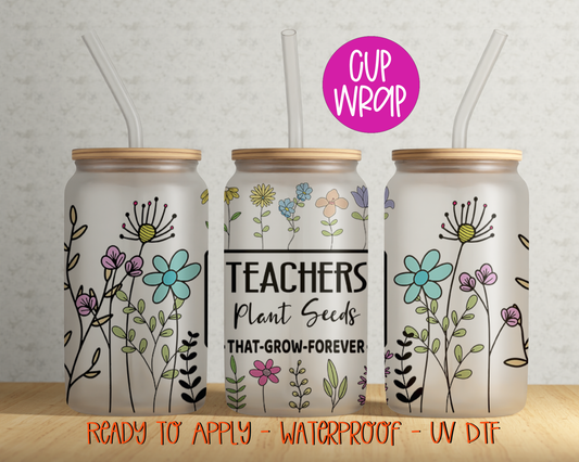 Teacher 16oz Cup Wrap - UV DTF- DTF054