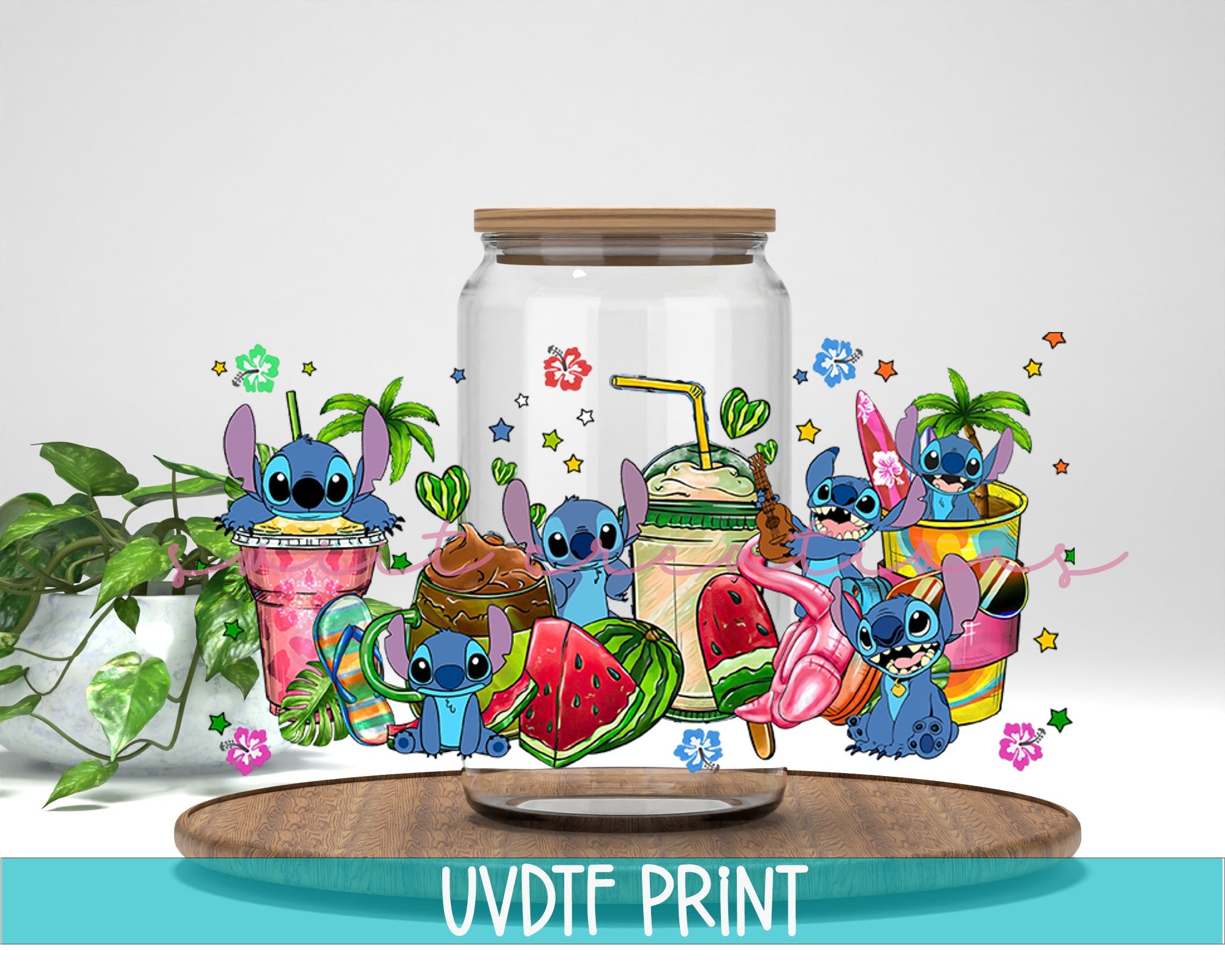 Alien Summer UV DTF Libbey Glass Cup Tumbler Wrap | DTF063P