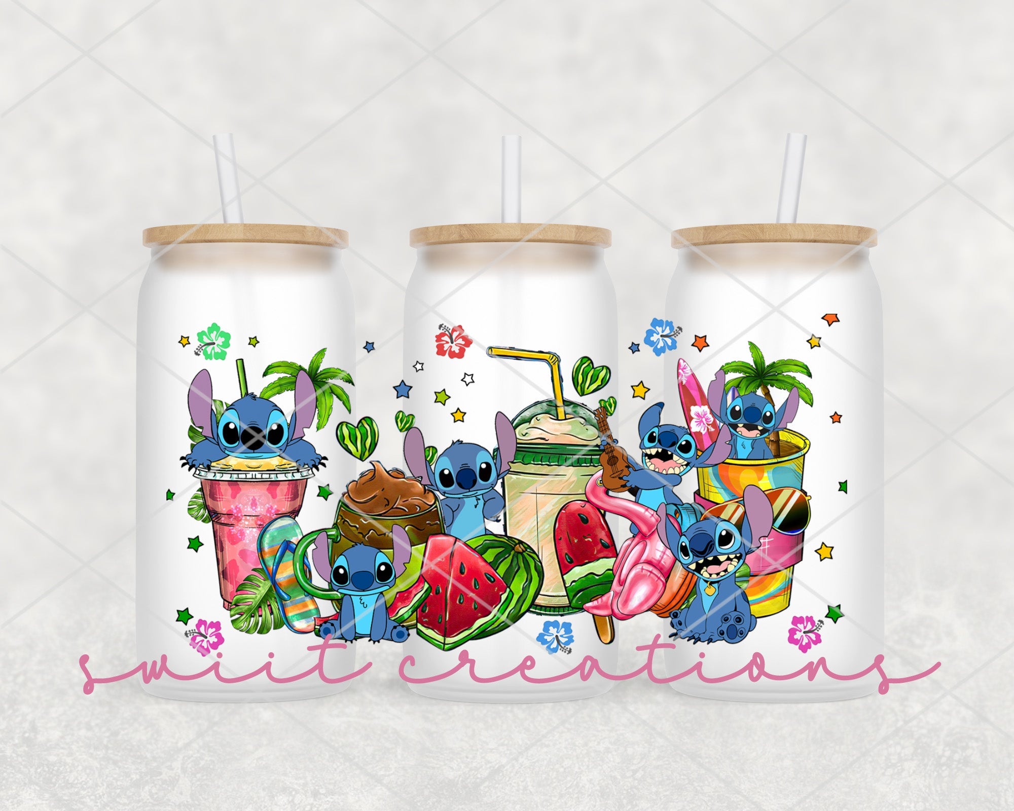 Alien Summer UV DTF Libbey Glass Cup Tumbler Wrap | DTF063P