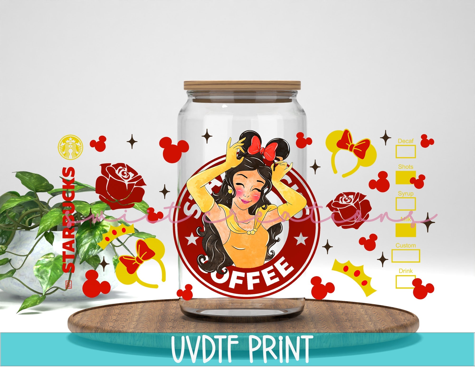 Mouse Yellow UV DTF Libbey Glass Cup Tumbler Wrap | DTF068P