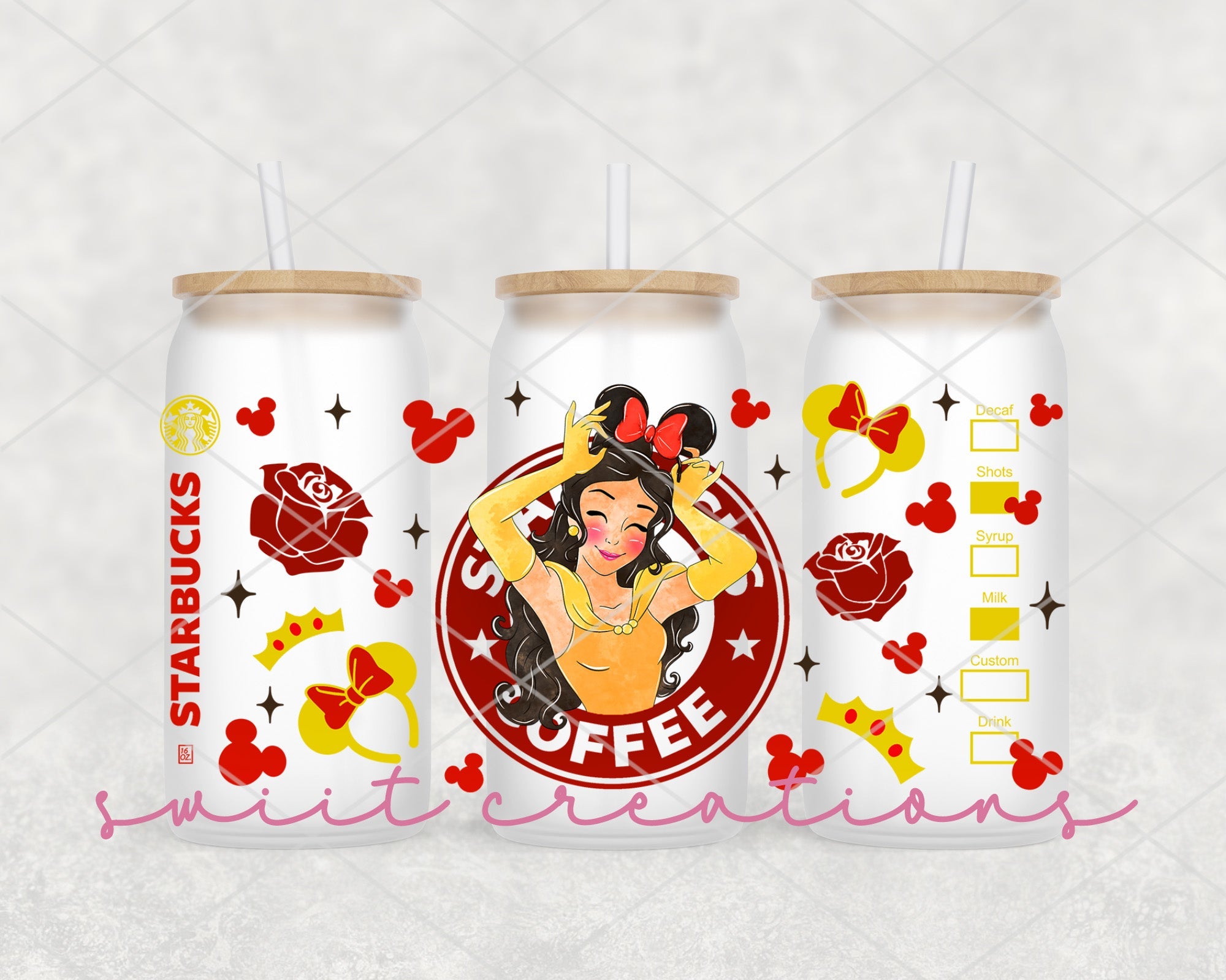 Mouse Yellow UV DTF Libbey Glass Cup Tumbler Wrap | DTF068P