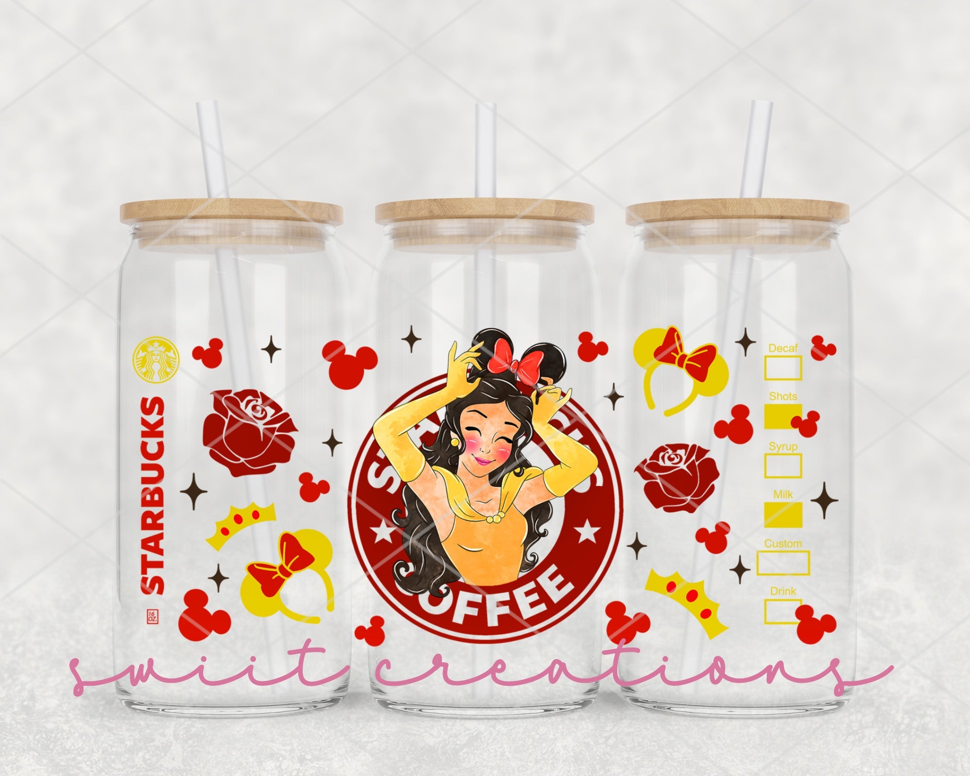 Mouse Yellow UV DTF Libbey Glass Cup Tumbler Wrap | DTF068P