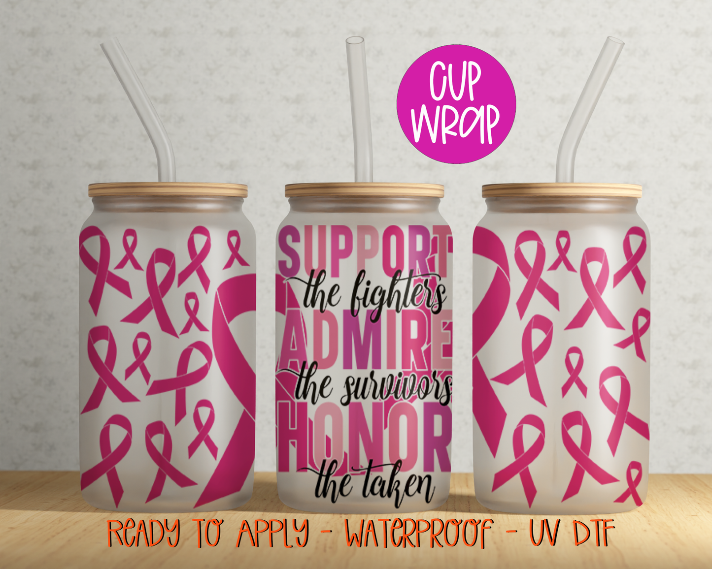 Support Fighters 16oz Cup Wrap - UV DTF - DTF068