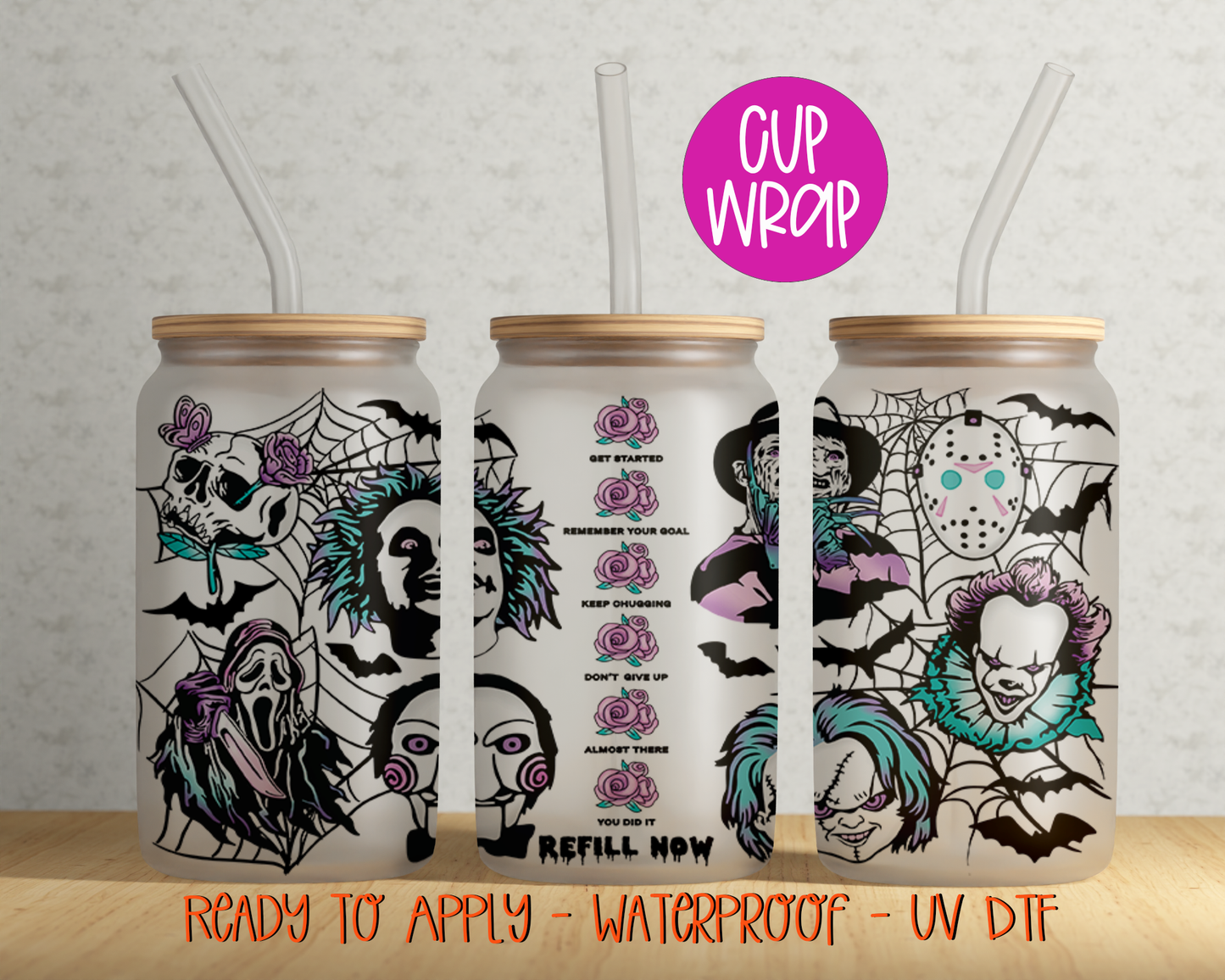 Horror Pastel 16oz Cup Wrap - UV DTF - DTF071