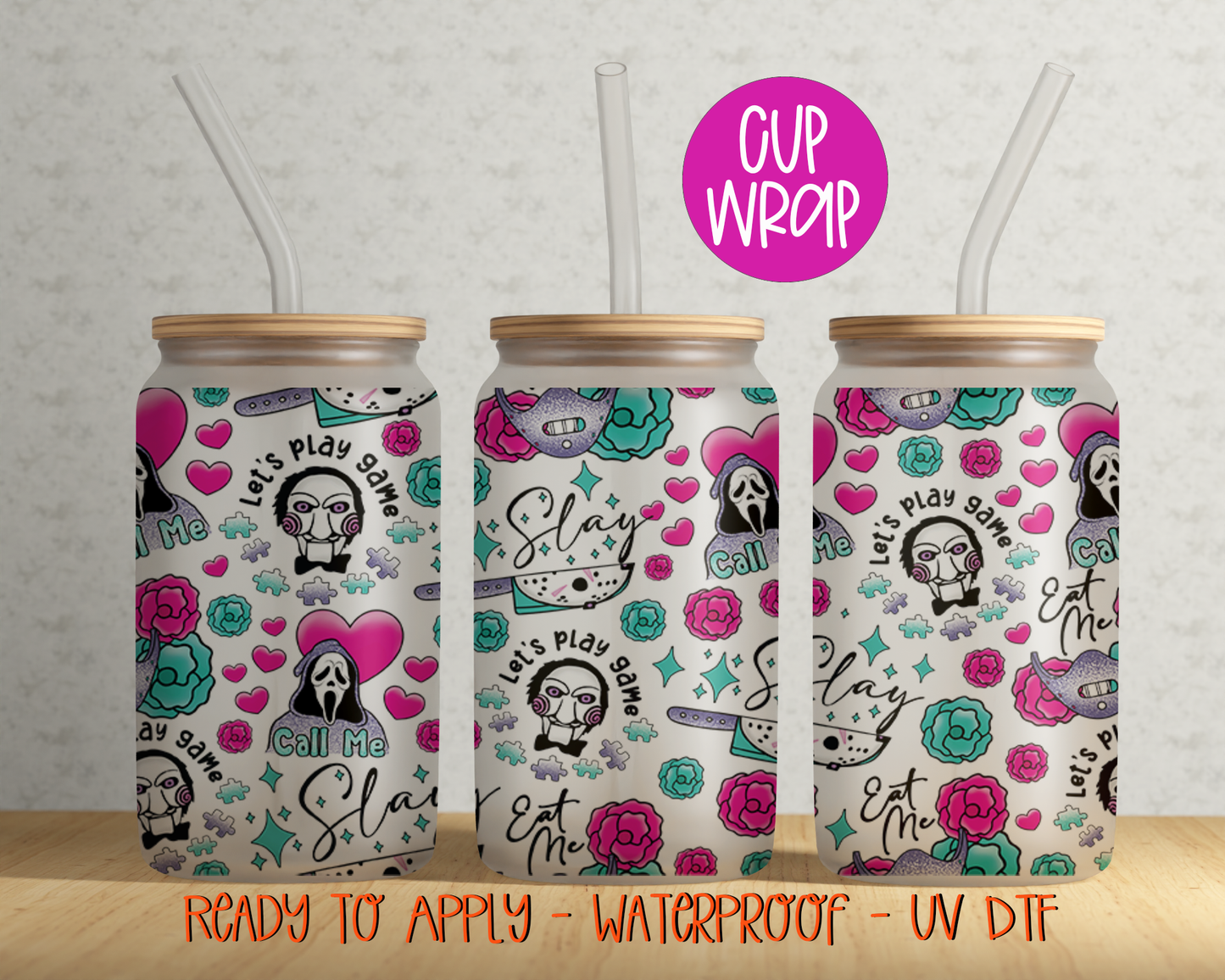 Horror Call Me 16oz Cup Wrap - UV DTF - DTF079