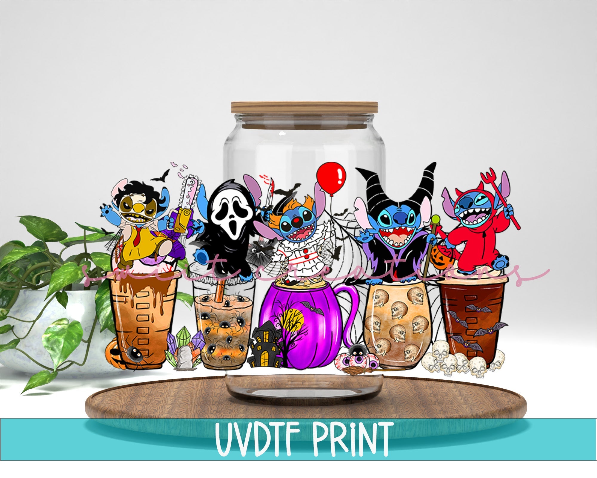 Scary Alien UV DTF Libbey Glass Cup Tumbler Wrap | DTF080P