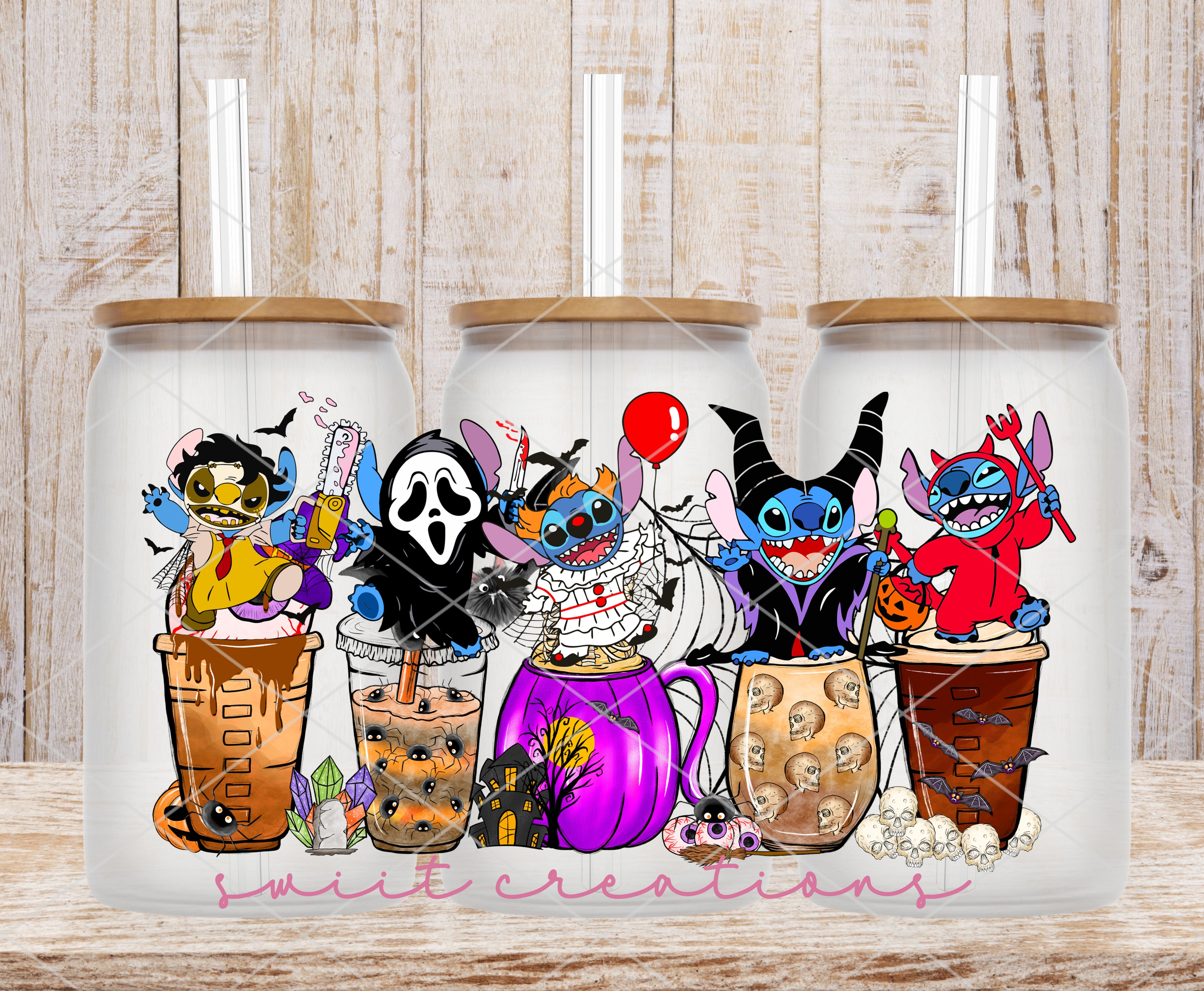 Scary Alien UV DTF Libbey Glass Cup Tumbler Wrap | DTF080P