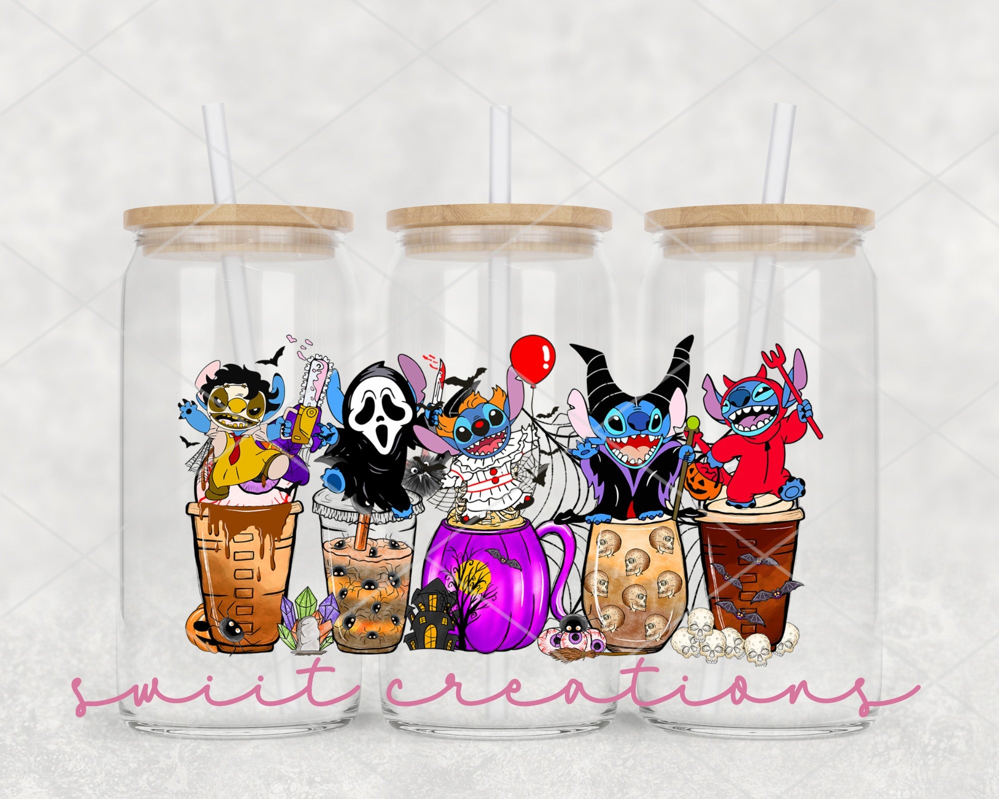 Scary Alien UV DTF Libbey Glass Cup Tumbler Wrap | DTF080P