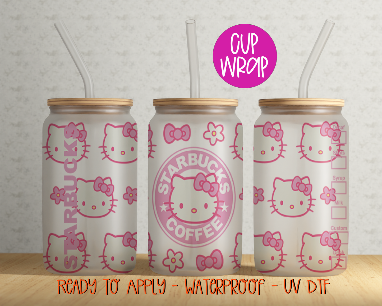 Cat SBUX 16oz Cup Wrap - UV DTF - DTF082