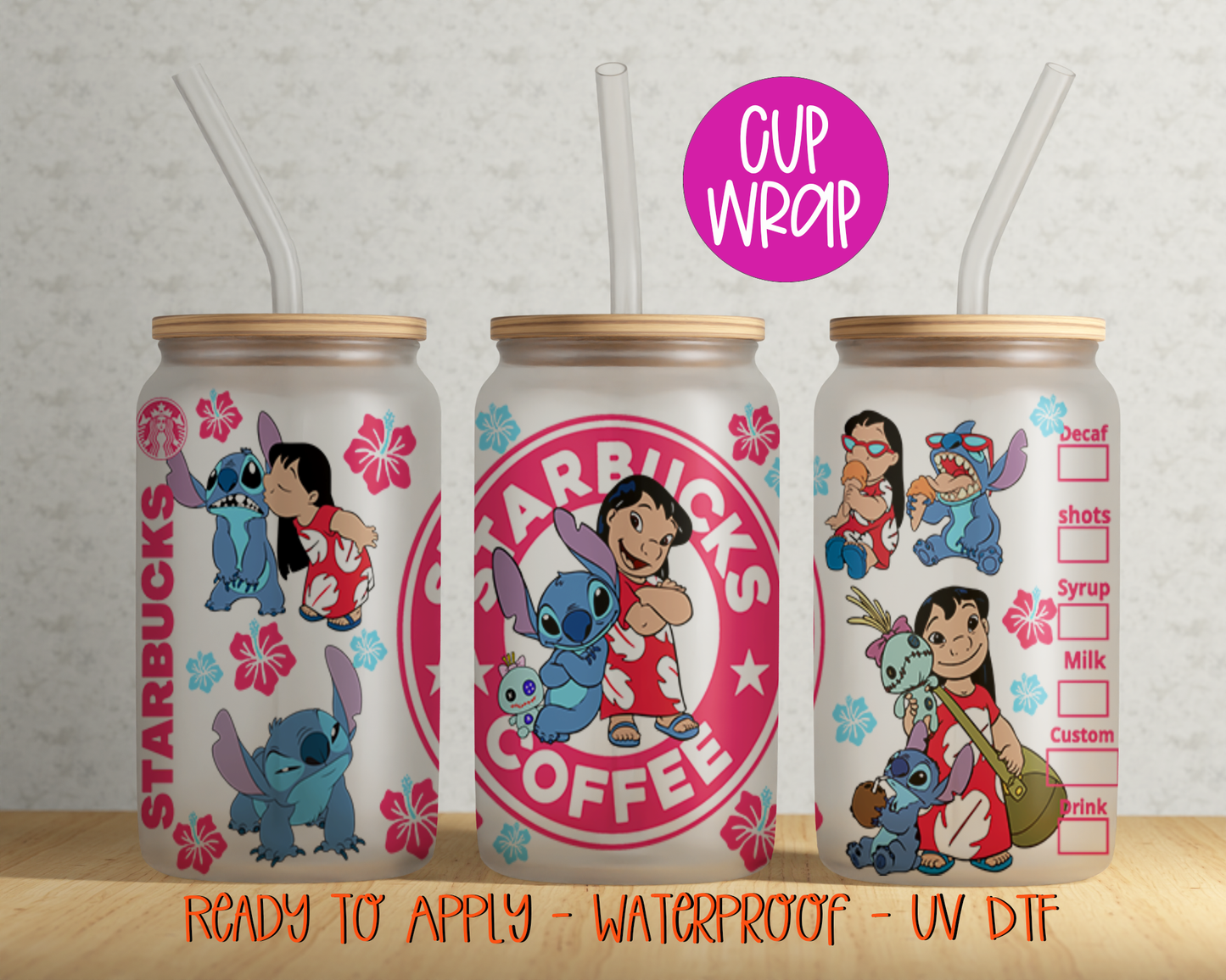 Alien and Girl SBUX 16oz Cup Wrap - UV DTF - DTF090