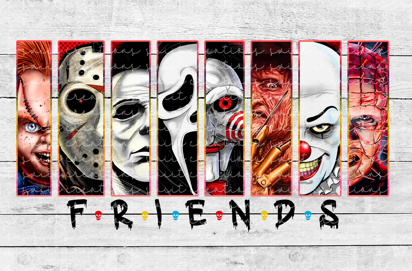 Horror Friends 16oz Cup Wrap - UV DTF - DTF103