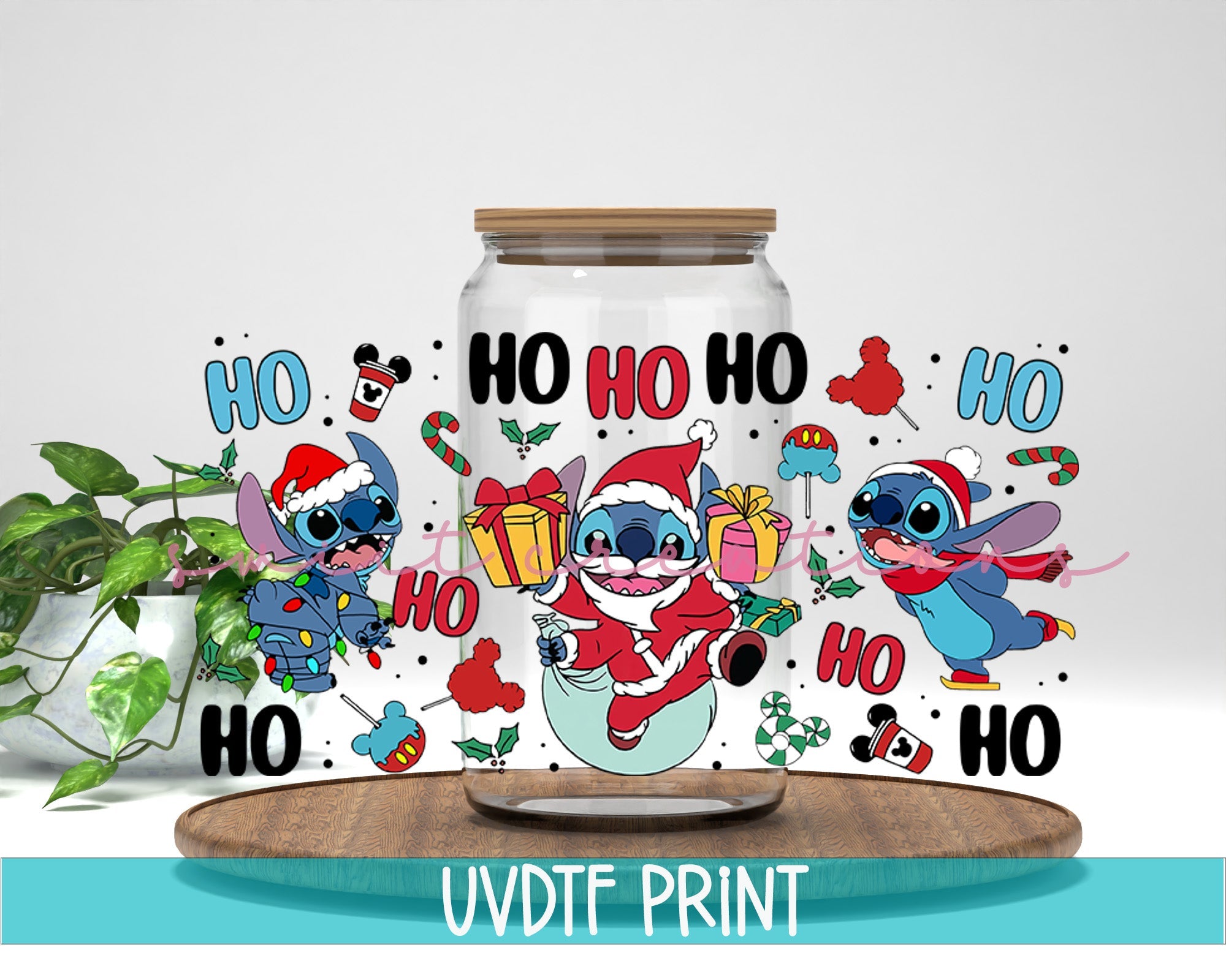 Alien Santa Ho Ho Ho Christmas Coffee UV DTF Libbey Glass Cup Tumbler Wrap | DTF138D