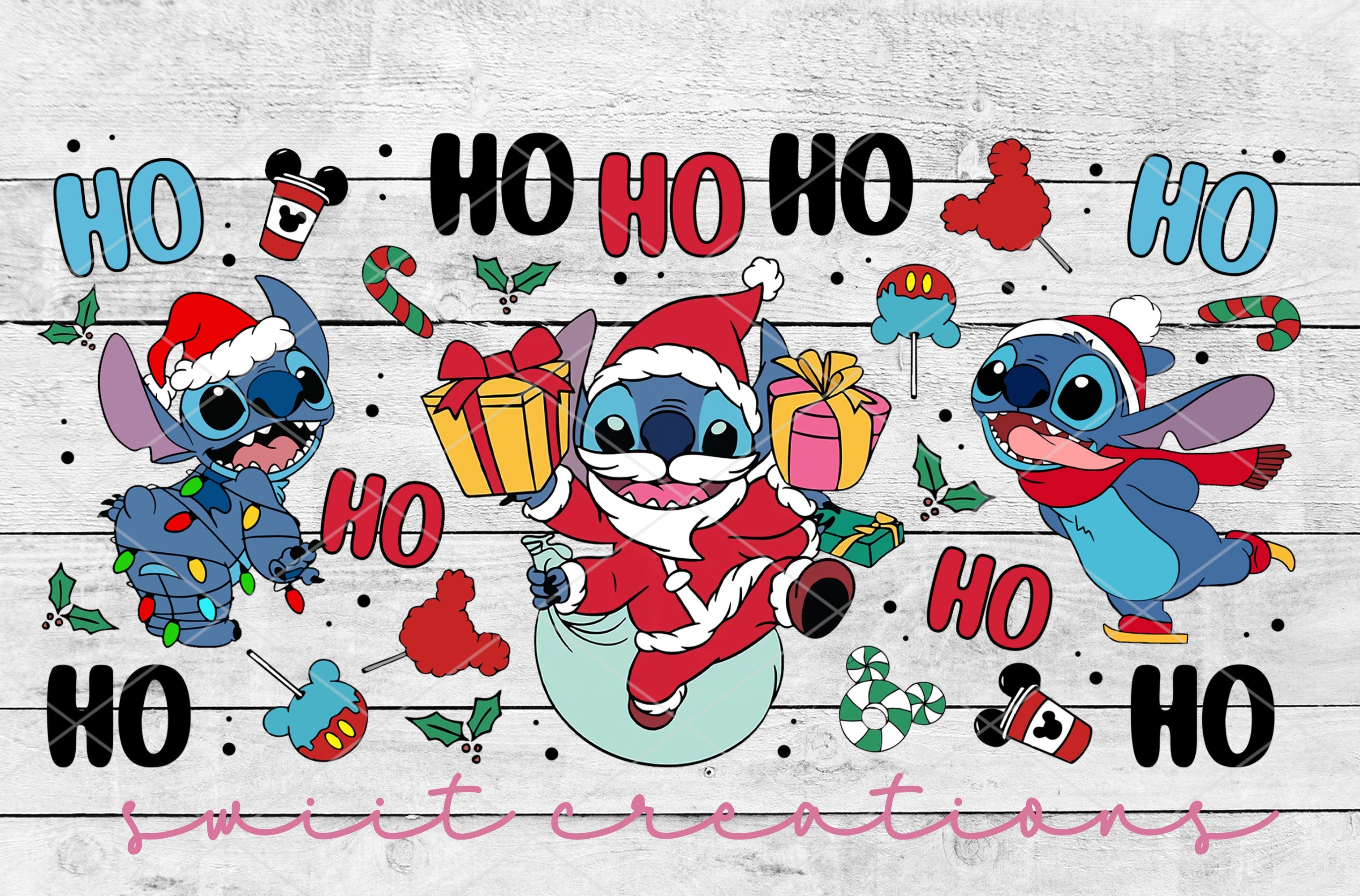 Alien Santa Ho Ho Ho Christmas Coffee UV DTF Libbey Glass Cup Tumbler Wrap | DTF138D