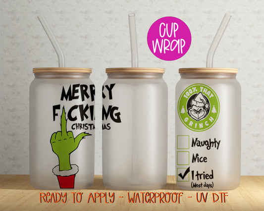 Merry F'ing Coffee Tumbler Wrap UVDTF | DTF141