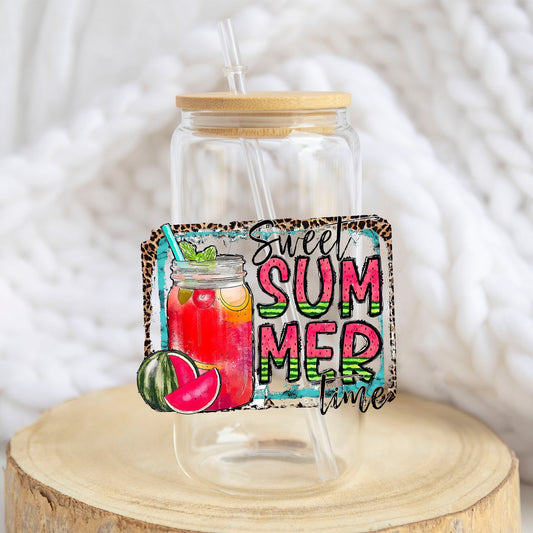Sweet Summertime design on a 16 oz glass tumbler