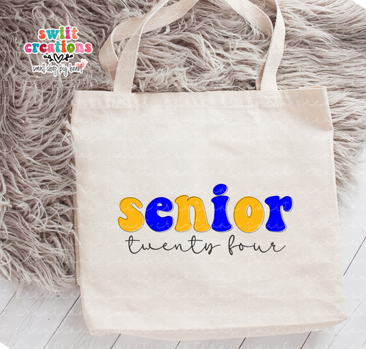 Senior 2024 Blue and Gold Large Linen Tote (LLT554)