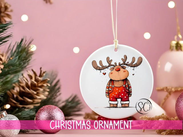Reindeer Personalized Christmas Ornament O1263