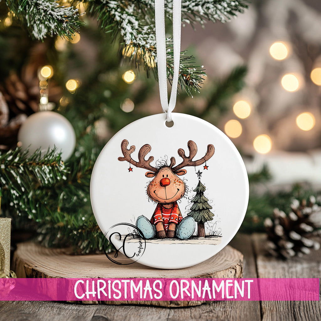 Reindeer Personalized Christmas Ornament O1267