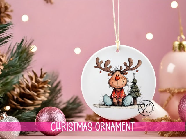 Reindeer Personalized Christmas Ornament O1267