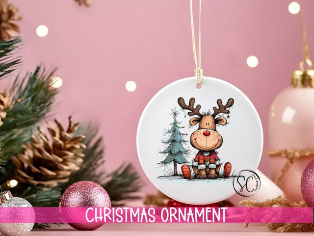 Reindeer Personalized Christmas Ornament O1268