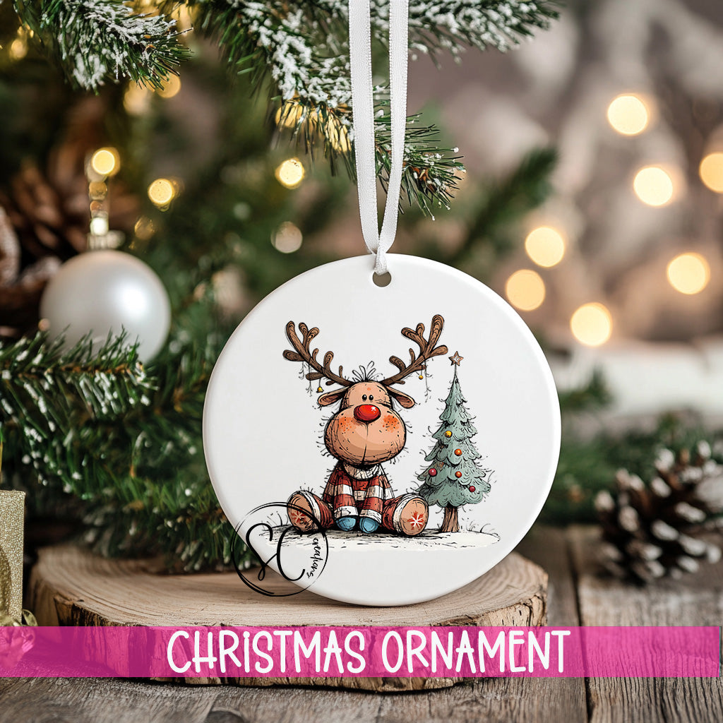 Reindeer Personalized Christmas Ornament O1269