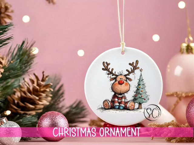 Reindeer Personalized Christmas Ornament O1269