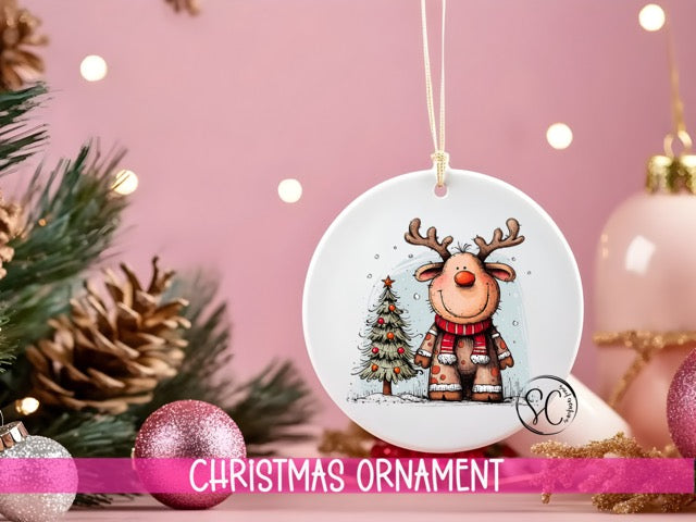 Reindeer Personalized Christmas Ornament O1270