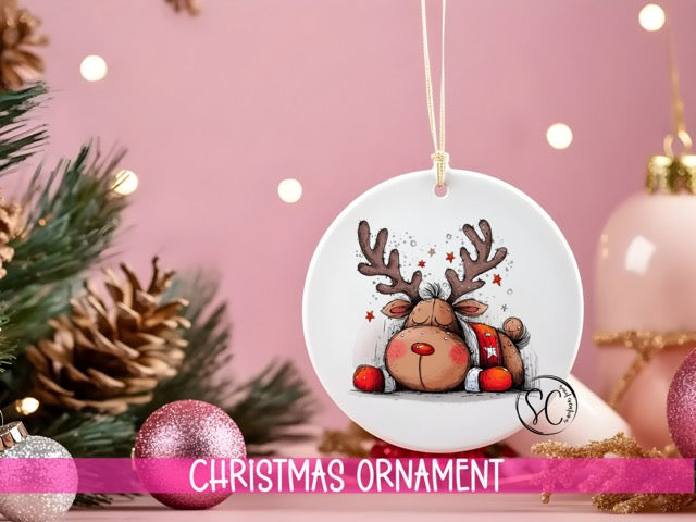 Reindeer Personalized Christmas Ornament O1272