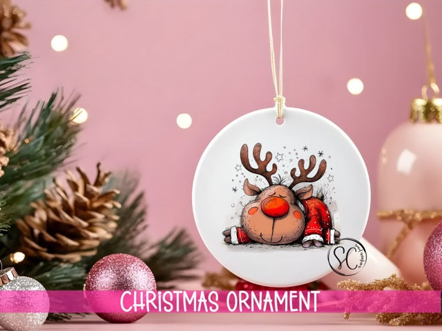 Reindeer Personalized Christmas Ornament O1273