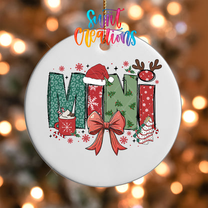 Close-up of the Mini UV DTF transfer on a round white ornament