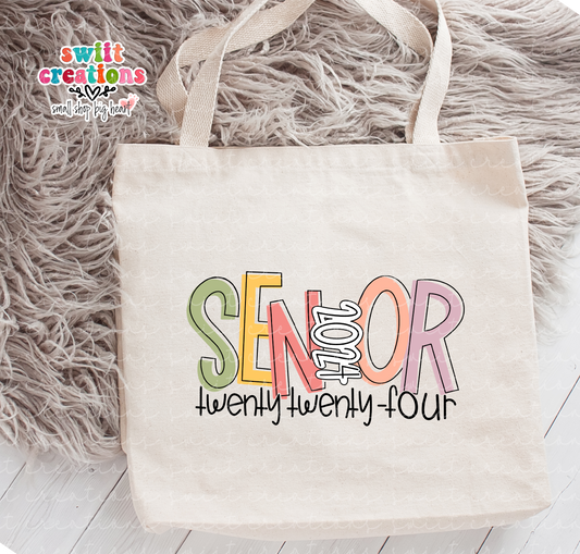 Senior 2024 Colorful Large Linen Tote (LLT732)