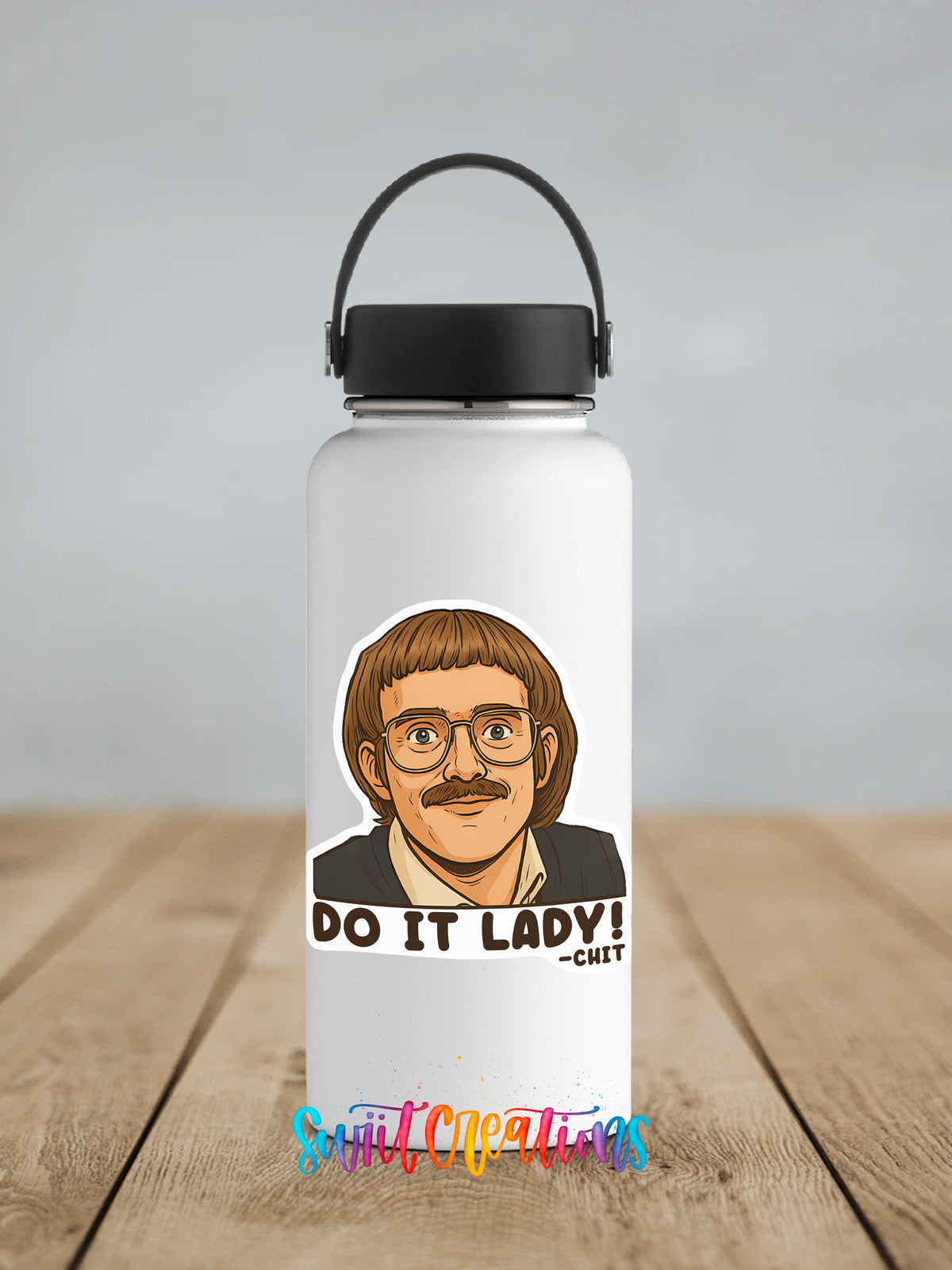 Do It Lady sticker on a white insulated water bottle