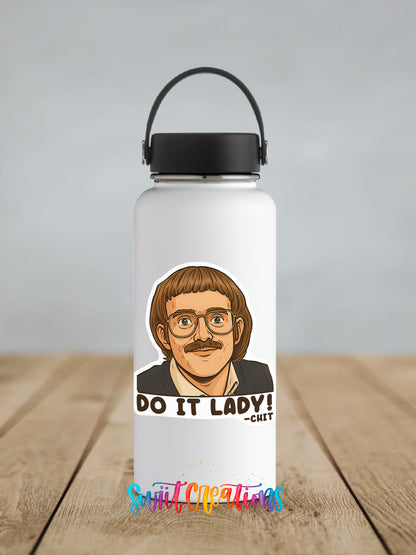 Do It Lady sticker on a white insulated water bottle