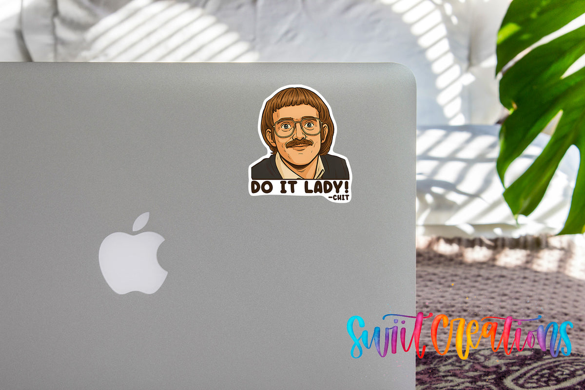 Do It Lady sticker on the lid of a silver laptop