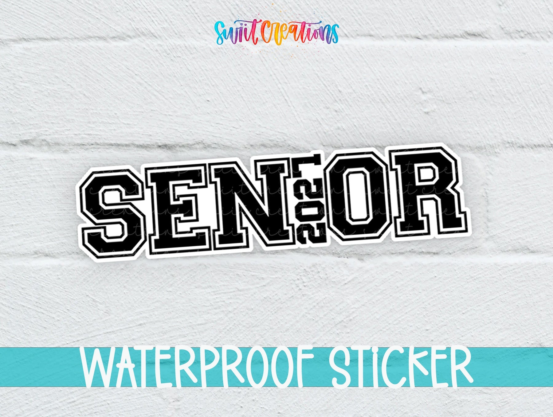 Senior 2027 black and white waterproof vinyl sticker