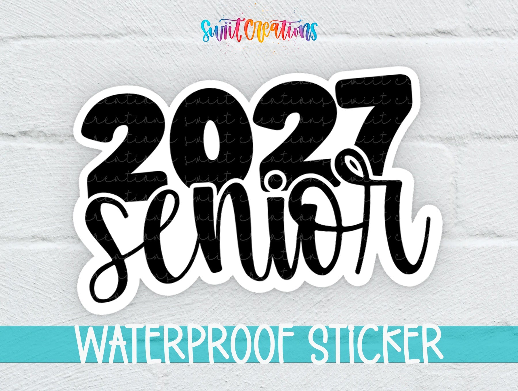 2027 Senior black and white waterproof vinyl sticker