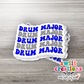 Drum Major Waterproof Sticker Blue and Silver (SS681)