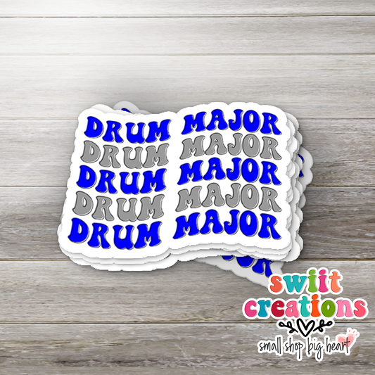 Drum Major Sticker Blue and Silver (SS681)
