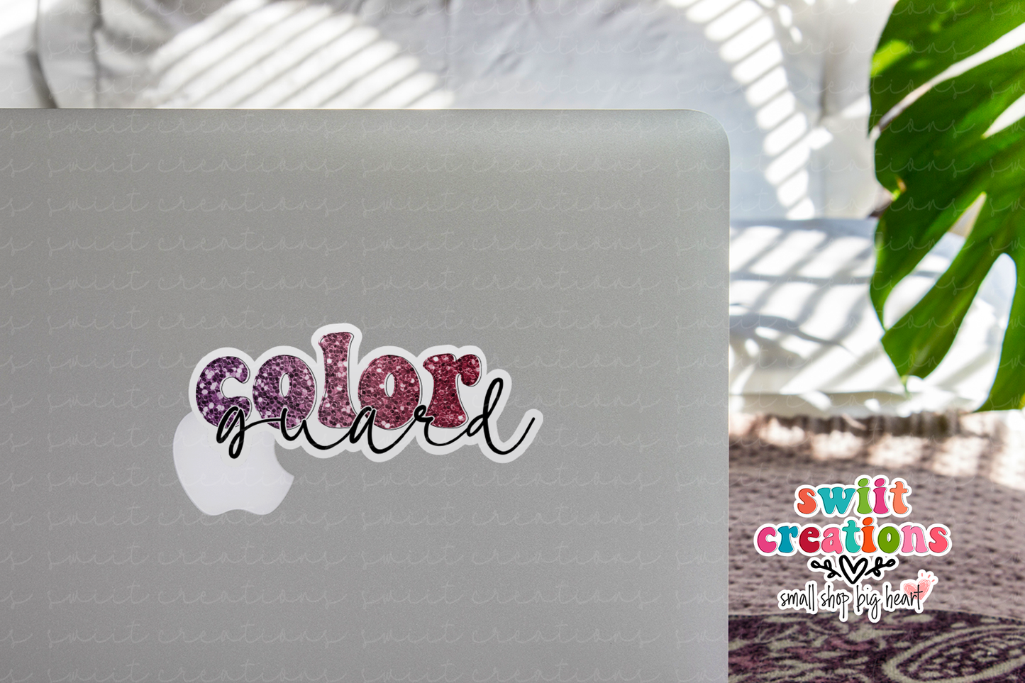 Color Guard Maroon Glitter Waterproof Sticker (SS692)