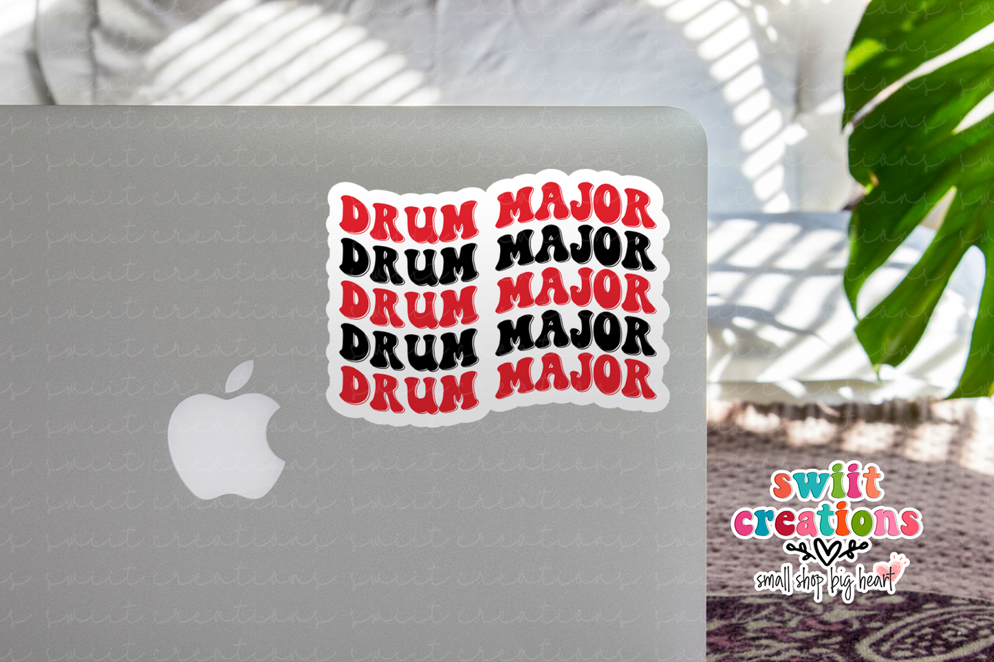 Drum Major Waterproof Sticker Red and Black (SS718) | SCD718