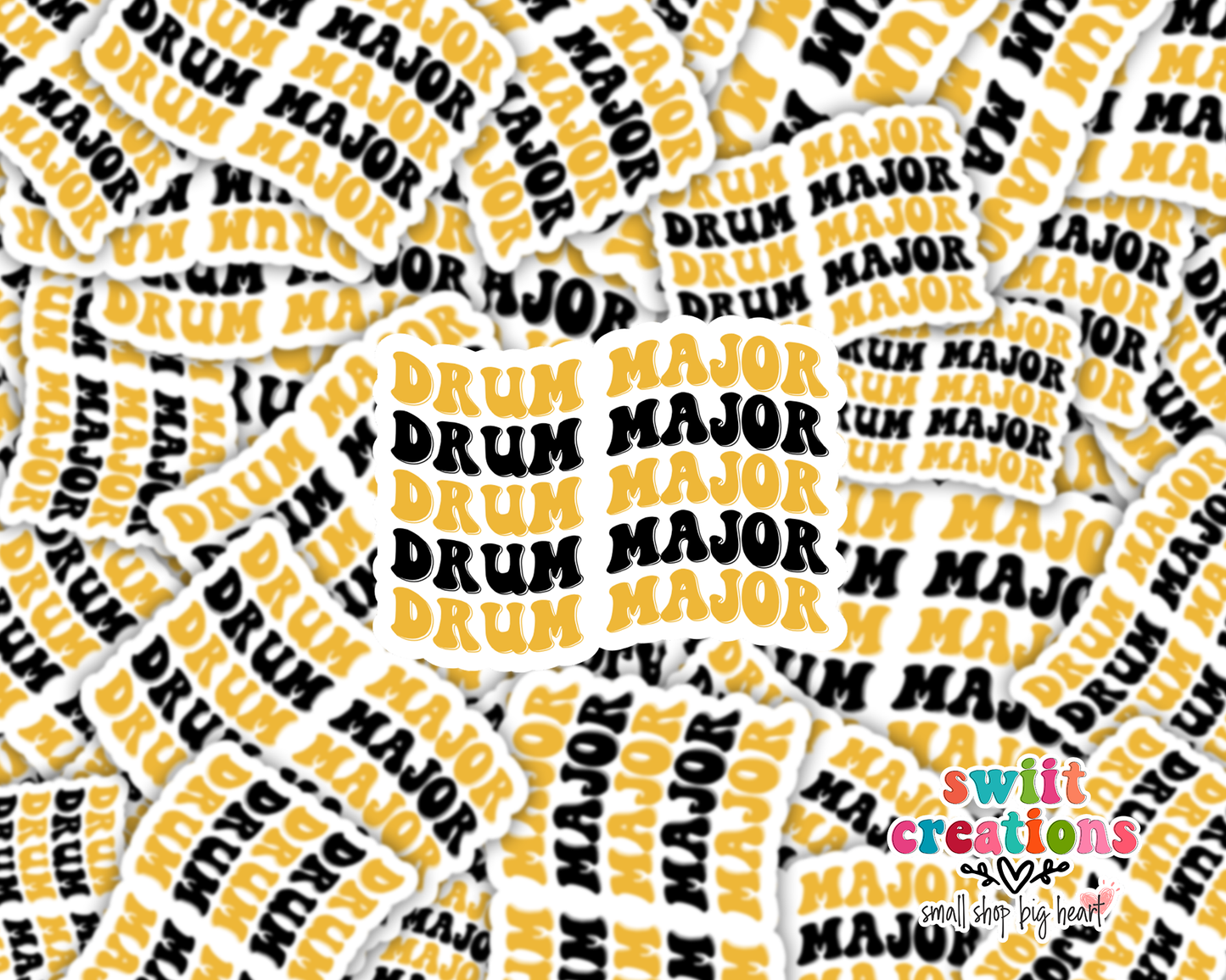 Drum Major Waterproof Sticker Black and Gold (SS720) | SCD720