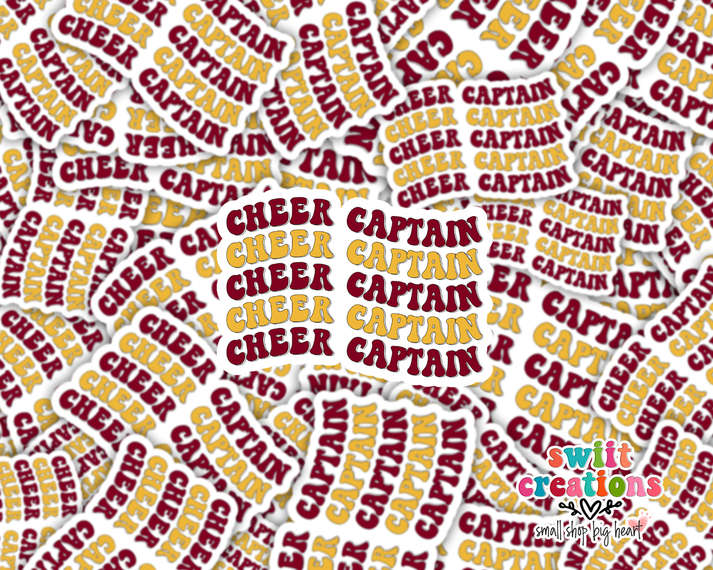 Cheer Captain Waterproof Sticker Maroon and Gold (SS722) | SCD722